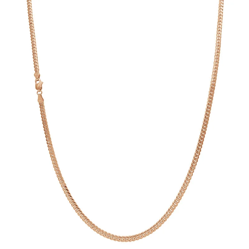 moonstone necklaces for women -[Lobster Lock] Solid Miami Cuban Rose Gold Chain (14K)