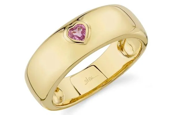 luxury gemstone rings for women -Shy Creation Pink Sapphire Heart Bezel Ring