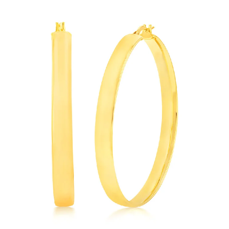 statement gemstone earrings for women -9ct Silverfilled Yellow Gold Plain 40mm Hoop Earrings