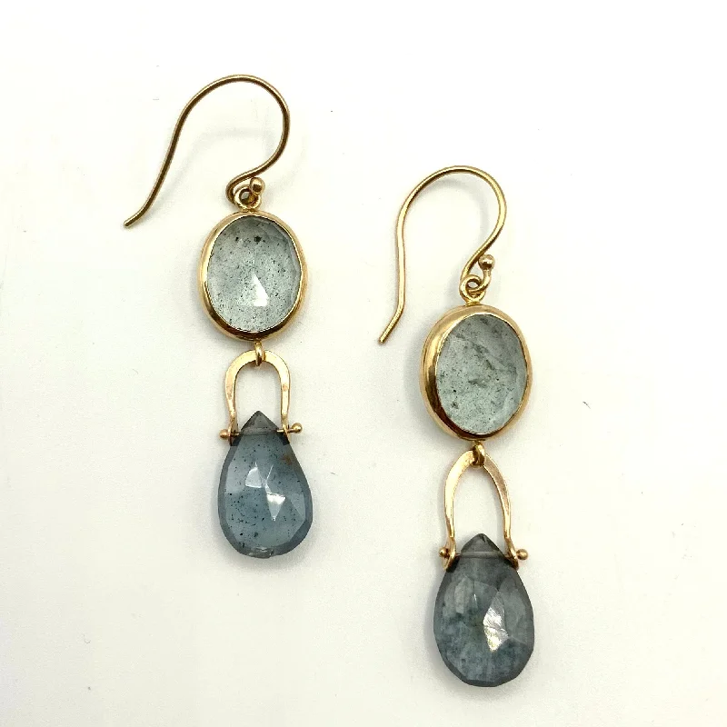 diamond drop earrings for women -Moss Aquamarine Dewdrops