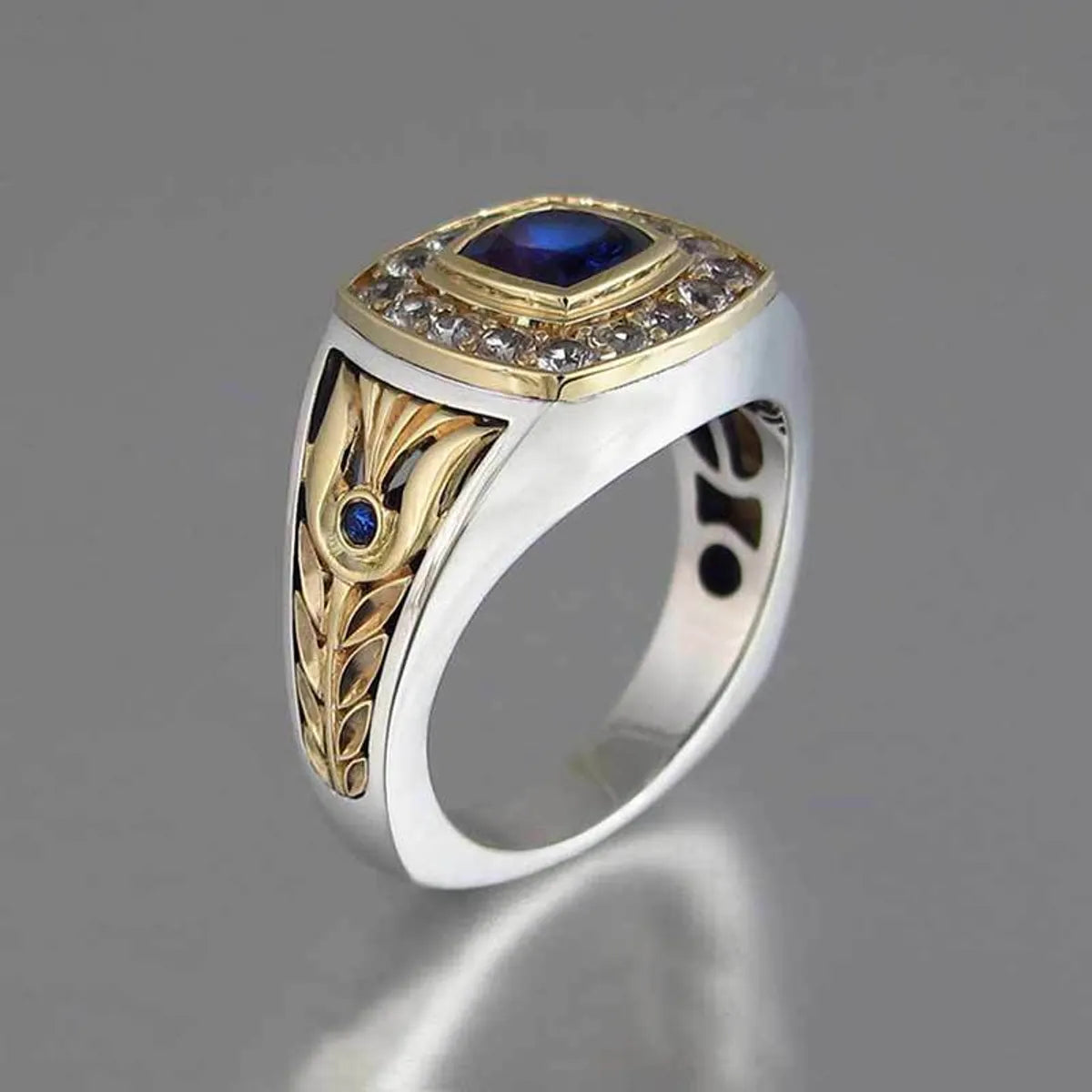 ruby rings for women -New Jewelry Retro Fashion Two-color Copper Inlaid Zircon Men's Ring Wholesale