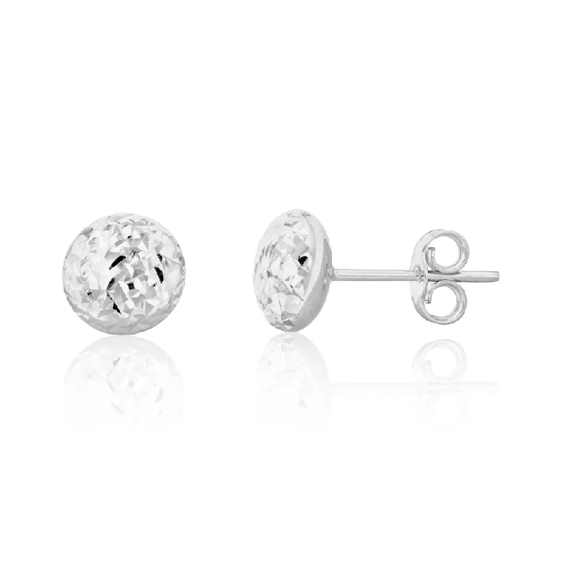 classic earrings for women -9ct White Gold Textured 7mm Stud Earrings