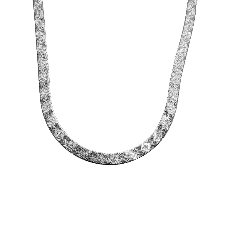 birthstone necklaces for women -Reversible Herringbone Chain (Silver)