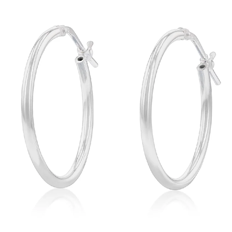 chandelier earrings for women -Sterling Silver Plain 20mm Hoop Earrings