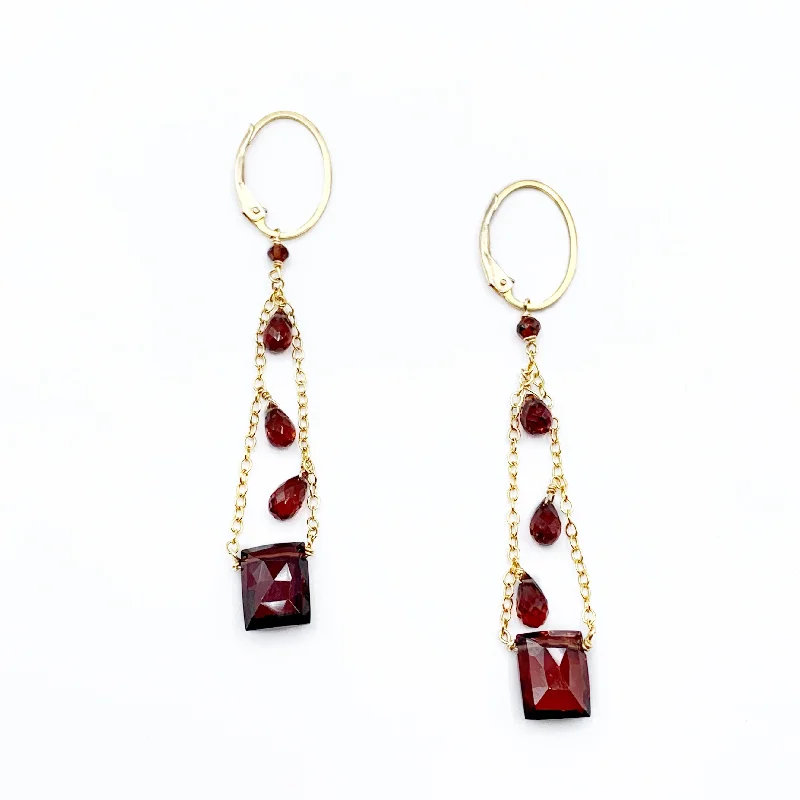 elegant earrings for women -Deep Red Garnet Rain Over Windows