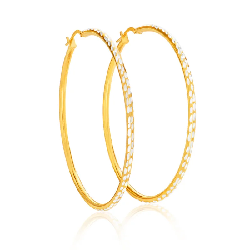 geometric earrings for women -9ct Yellow Gold Silver Filled 50mm Hoop Earrings with diamond cut feature