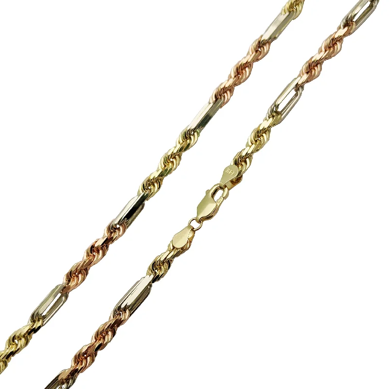 silver charm necklaces for women -Tri-Color Solid Milano (Figarope) Chain (14K)