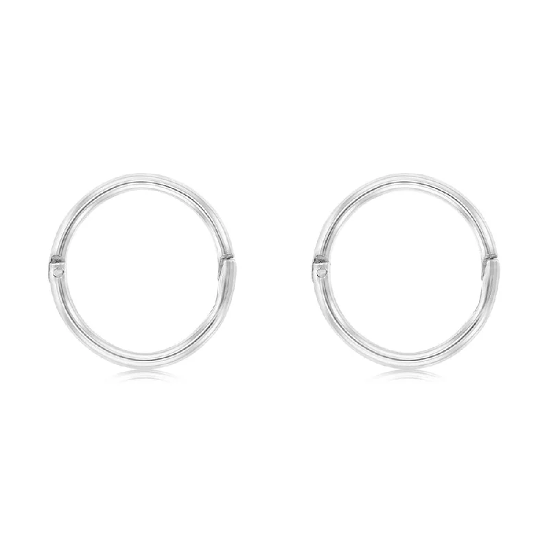 dangle earrings for women -Sterling Silver Plain 11mm Sleeper Earrings