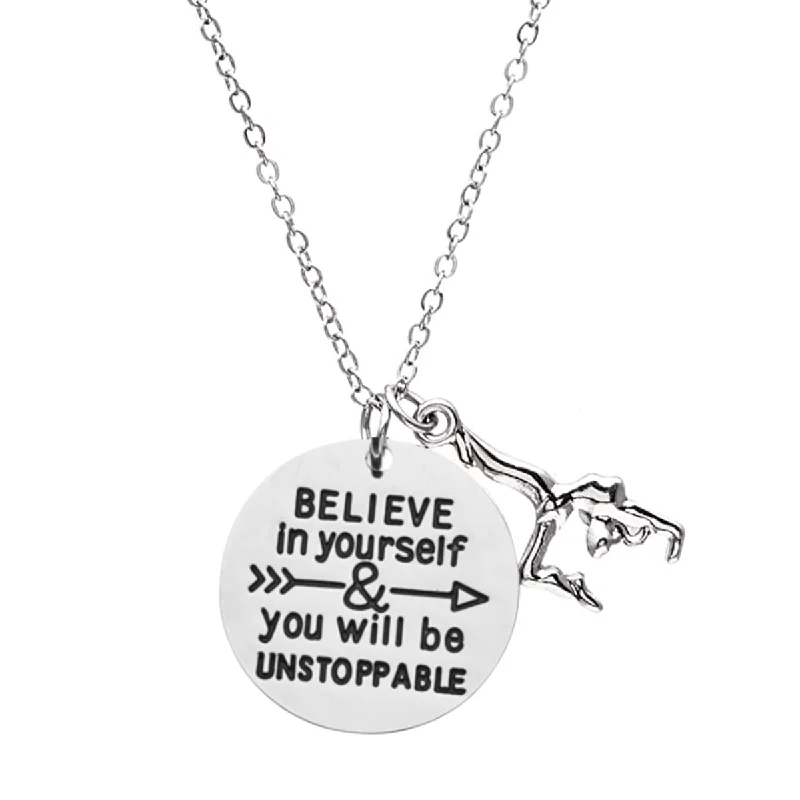 gold pendant necklaces for women -Gymnastics Necklace -Believe In Yourself