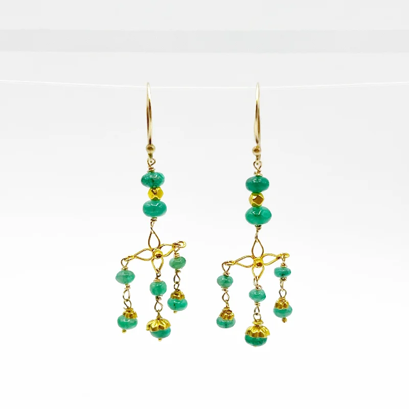 ruby earrings for women -Emerald Filigree Drop Earrings