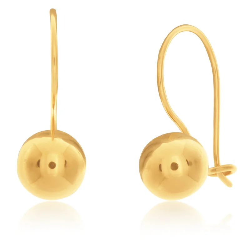 rose gold earrings for women -9ct Yellow Gold Plain Ball Earwire Earrings