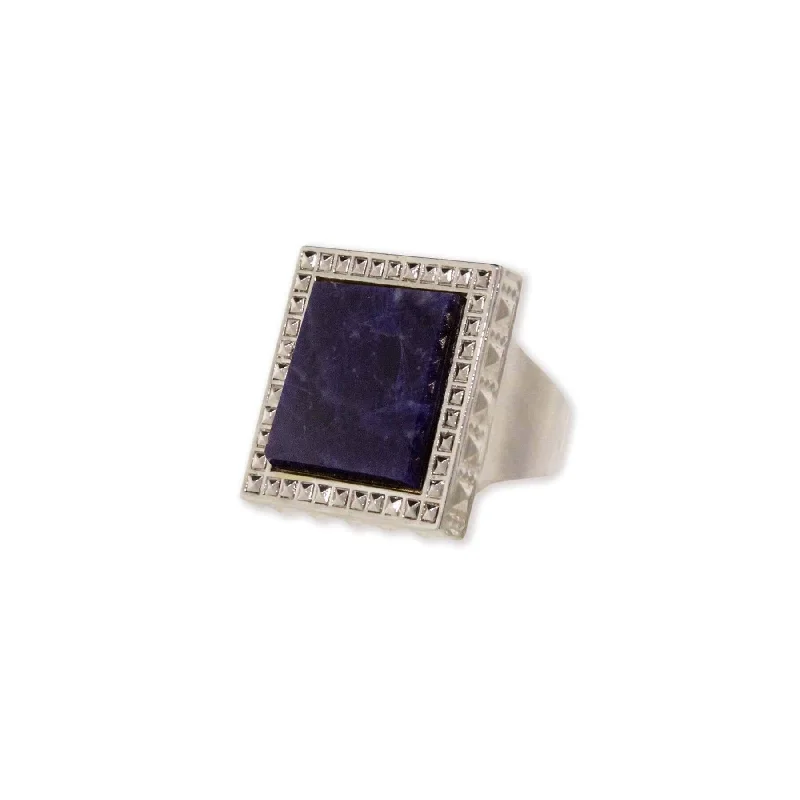 ruby rings for women -1928 Jewelry Serenity Blue Sodalite Gemstone Square Ring Size 8