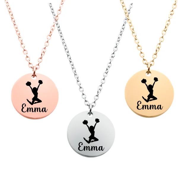 cross necklaces for women -Engraved Girls Cheer Necklace