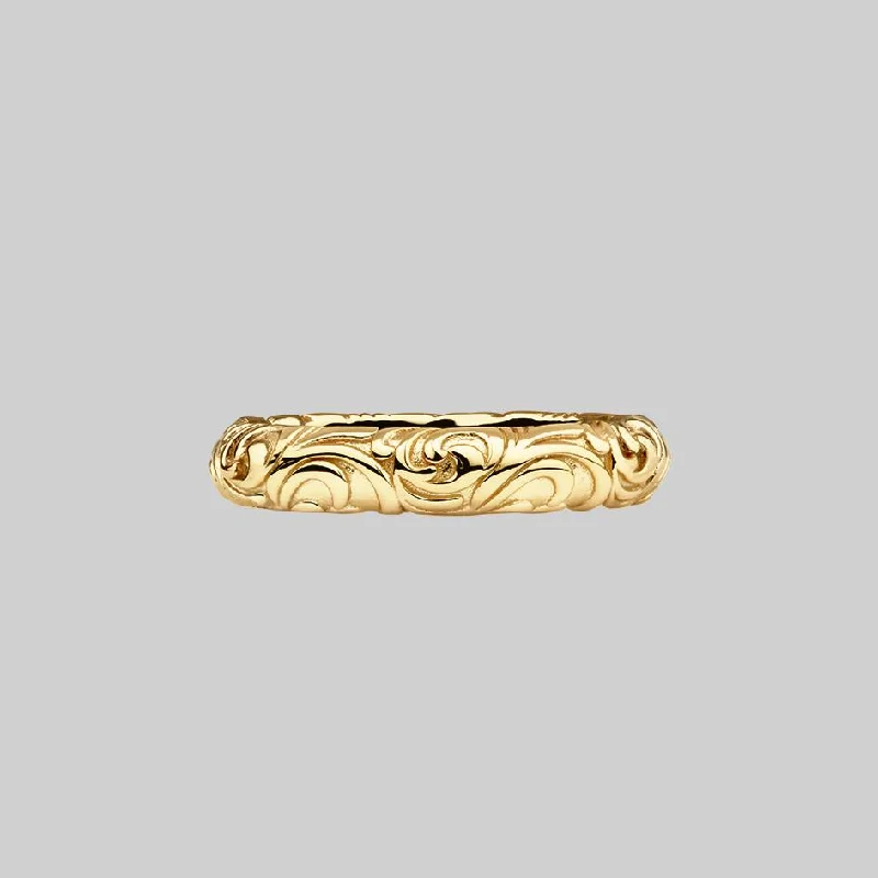 high-end rings for women -MAUD. Scroll Detail Band Ring - Gold