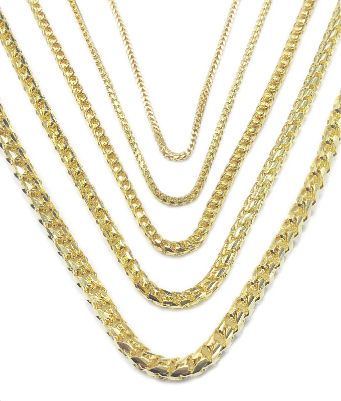 engraved necklace sets for women -Solid Round Franco Chain (14K)