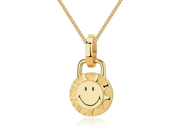 personalized name necklaces for women -KKLUExSMILEY® 18K Sunshine Gold Pendant Necklace