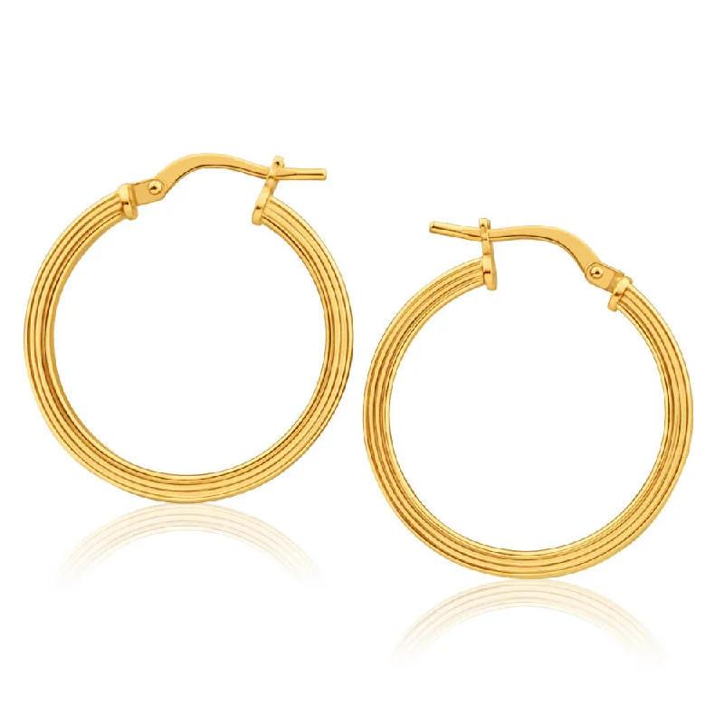 sparkly hoop earrings for women -9ct Yellow Gold Silver Filled Square Round 20mm Hoop Earrings