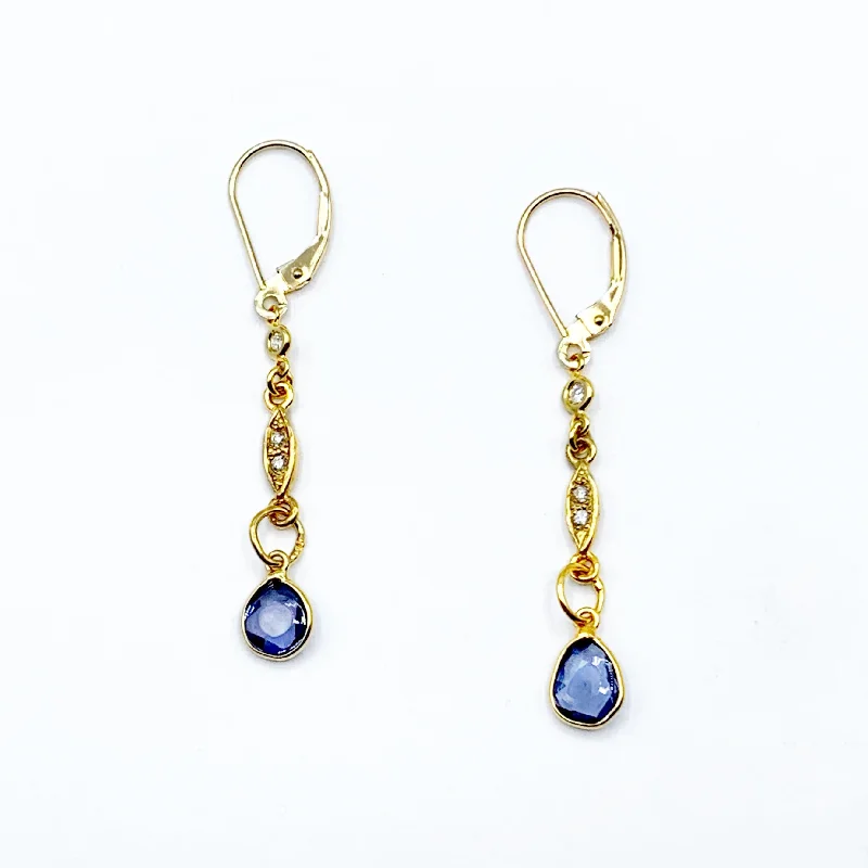 antique earrings for women -Sapphires Cascading from a Diamond Rope