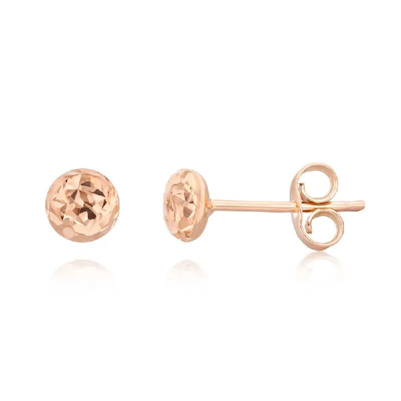 flower earrings for women -9ct Rose Gold Textured 4.5 mm Stud Earrings