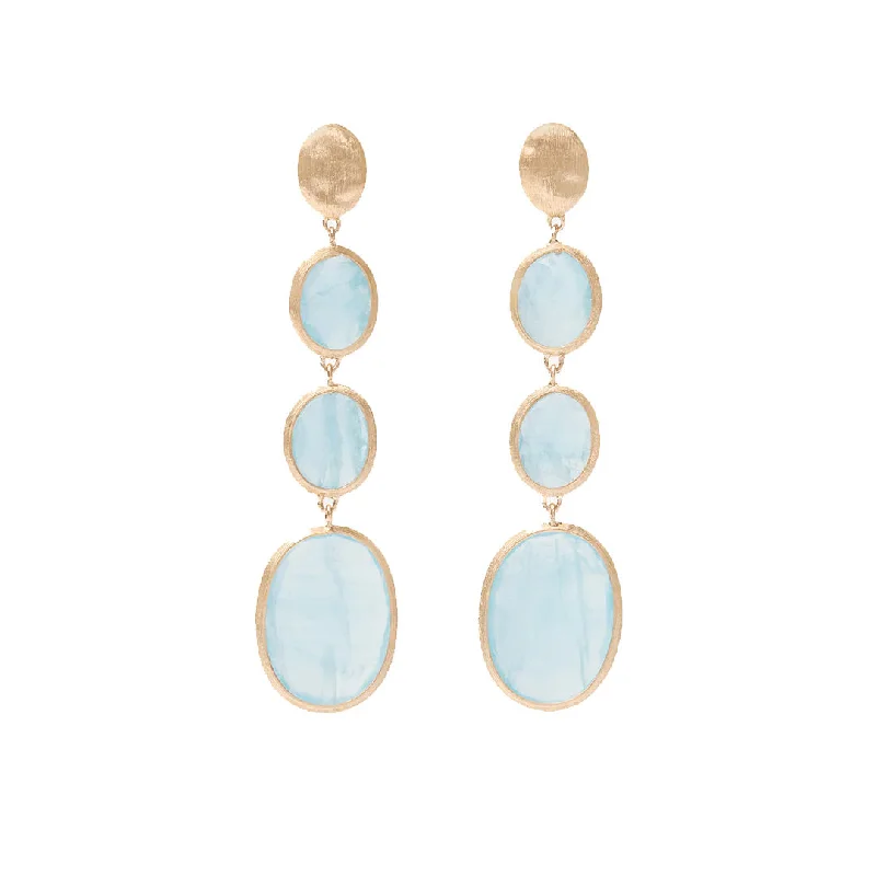 round earrings for women -Marco Bicego Siviglia 18K Yellow Gold Aquamarine Statement Earrings