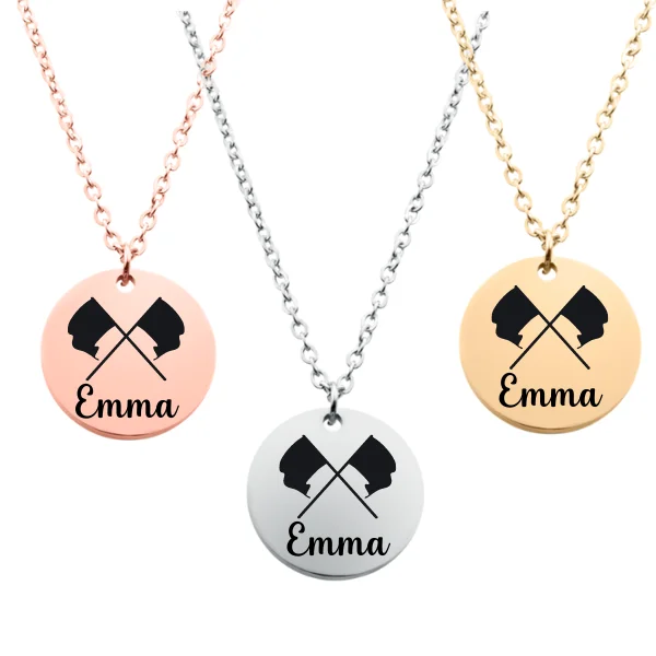 woven chain necklaces for women -Engraved Color Guard Flag Necklace