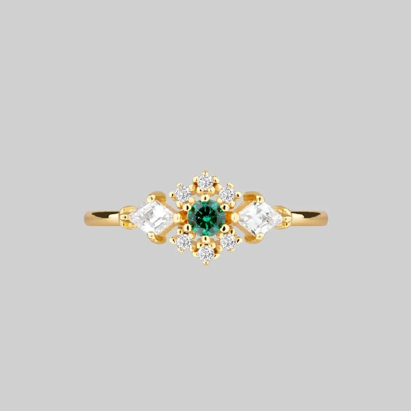 luxury engagement rings for women -SUPERNOVA. Green Quartz Cluster Gold Ring