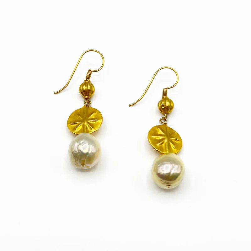 minimal earrings for women -Pink Gossamer Pearls With Gold Vermeil Beads Earrings