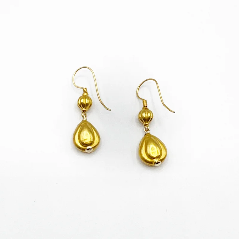 clip-on earrings for women -Shell Drops in Gold Vermeil on Wire Earrings