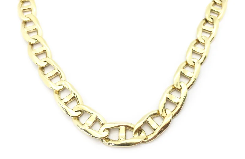 pearl necklaces for women -Solid Flat Mariner Chain (14K)