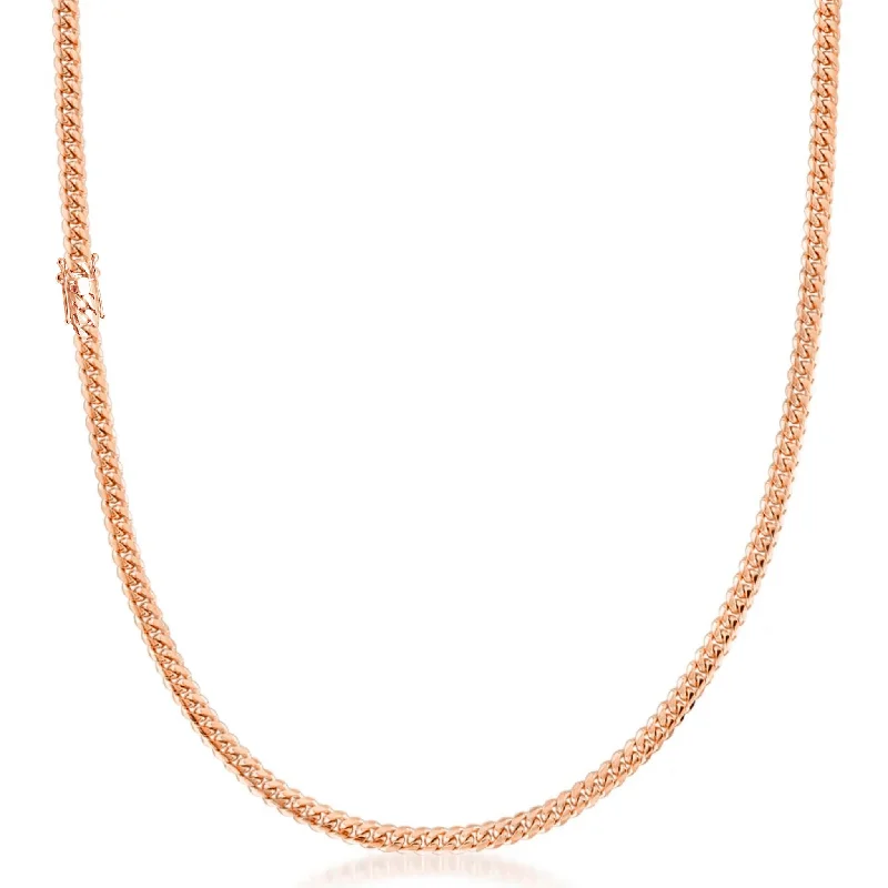 boho necklaces for women -[Box Lock] Solid Miami Cuban Chain (14K)