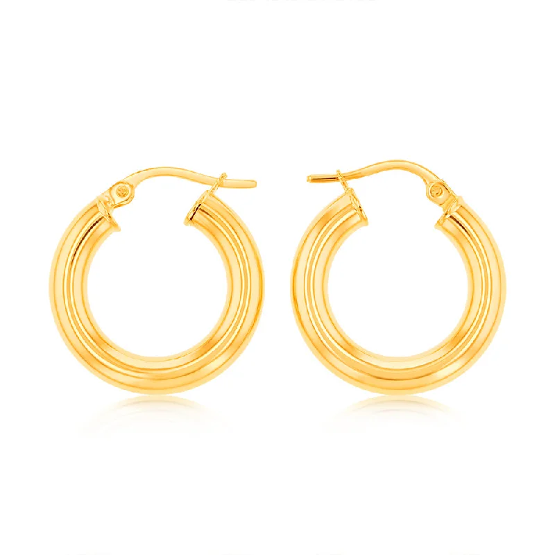 simple earrings for women -9ct Yellow Gold 10mm Hoop Earrings 9Y