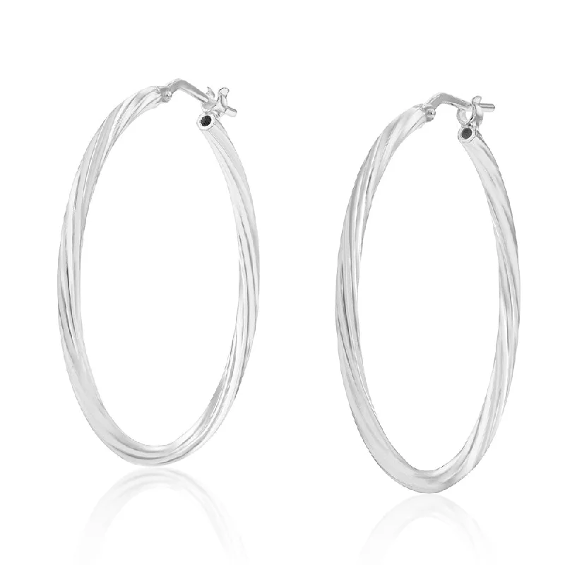 statement gemstone earrings for women -Sterling Silver Twisted 30mm Hoop Earrings