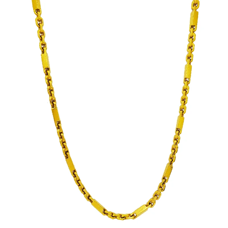 chunky necklaces for women -Square Barrel Cable Chain (24K)