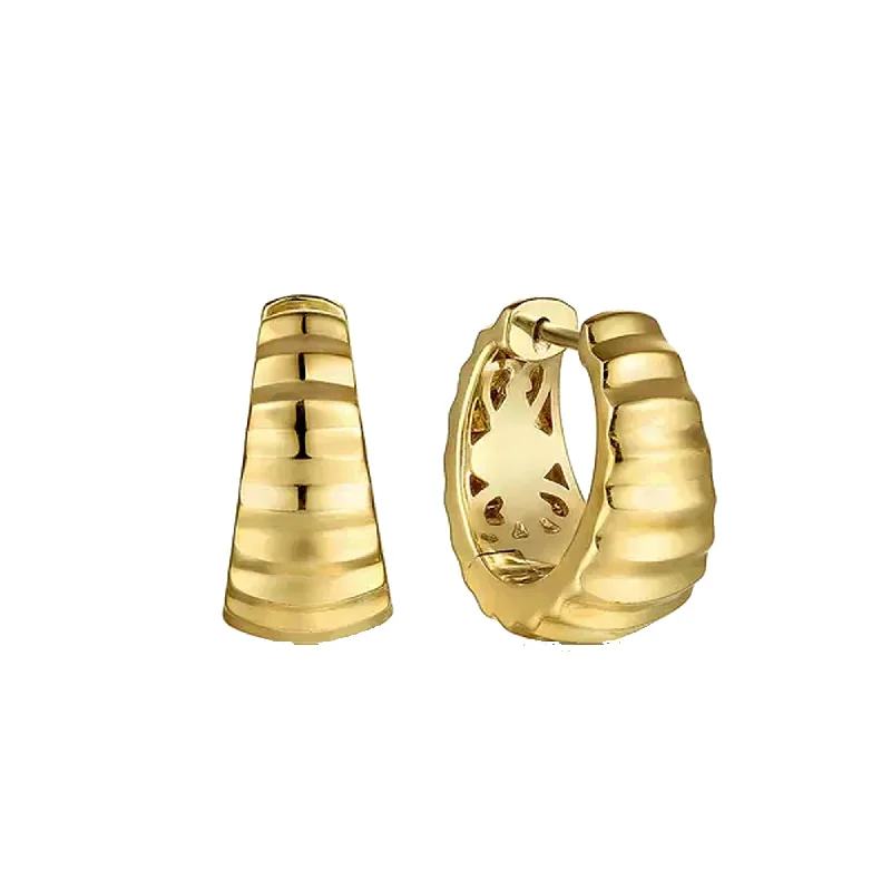 multi-colored earrings for women -Gabriel 14K Yellow Gold Diamond Cut Huggie Earrings