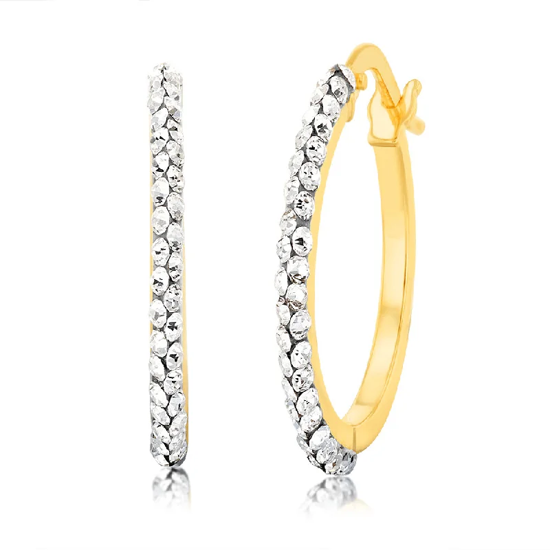 heart earrings for women -9ct Yellow Gold Filled 15mm Crystal Hoop Earrings