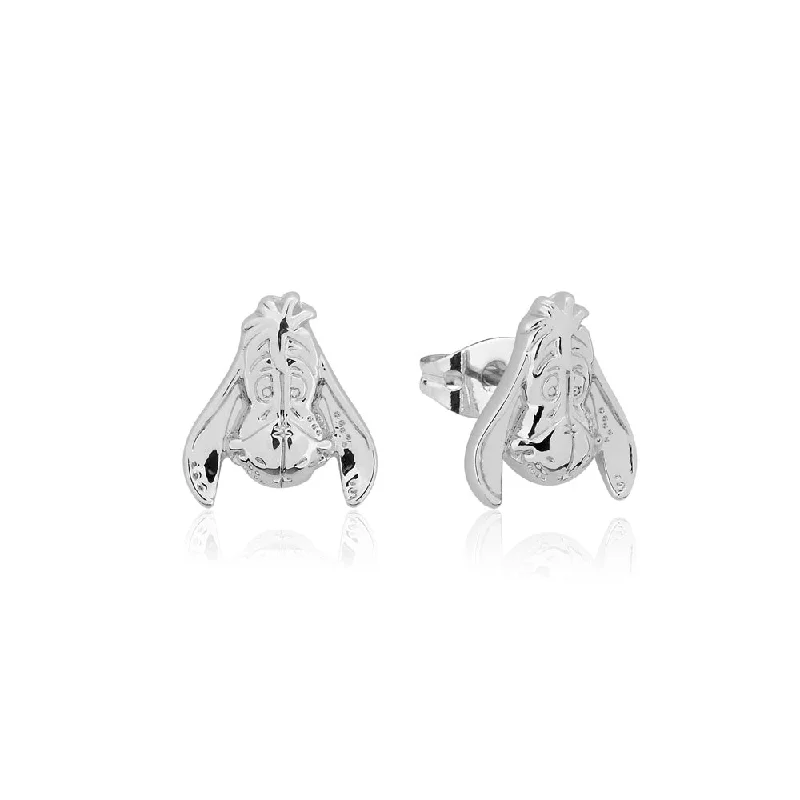 asymmetrical earrings for women -Disney White Gold Plated Winnie The Pooh Eeyore 10mm Stud Earrings