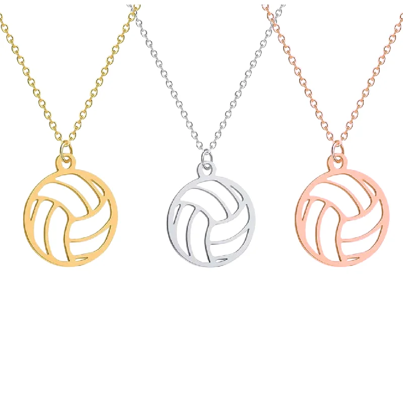 cross necklaces for women -Volleyball Stainless Steel Necklace