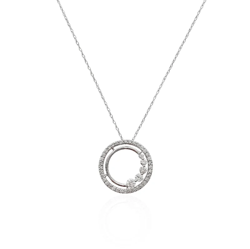 zodiac necklaces for women -Diamond Circle Pendant (14K).