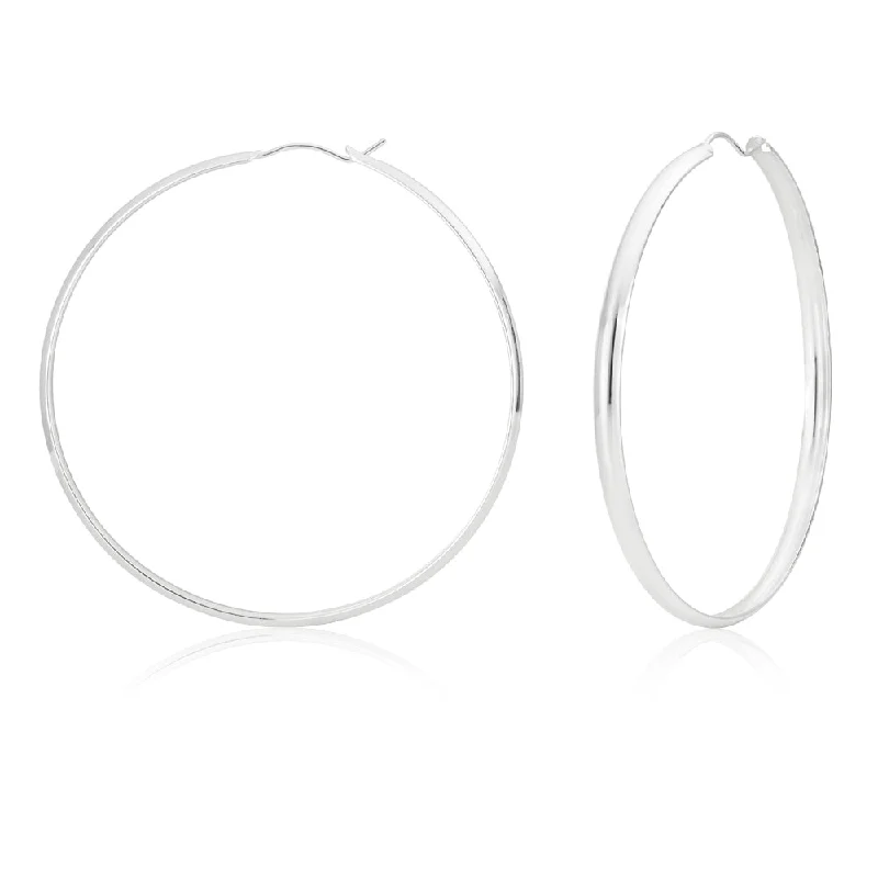 elegant earrings for women -Sterling Silver 60mm Half Round Hoop Earrings