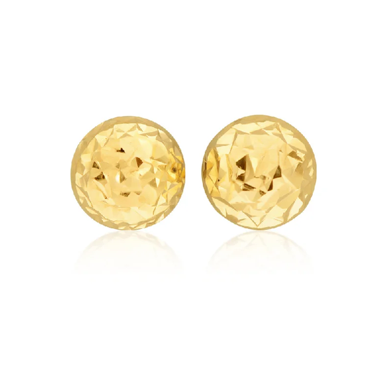 gold earrings for women -9ct Yellow Gold Diamond Cut Half Round 5mm Stud Earrings