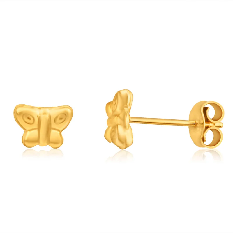 sapphire earrings for women -9ct Yellow Gold Butterfly Stud Earrings