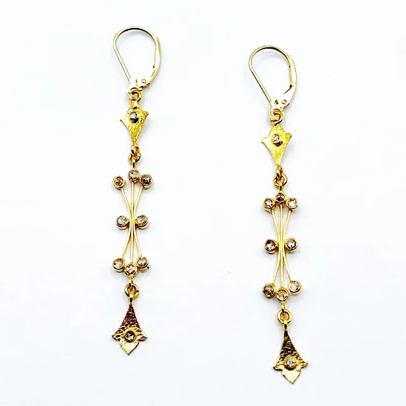 long dangly earrings for women -Victorian Style Golden Shoulder Dusters