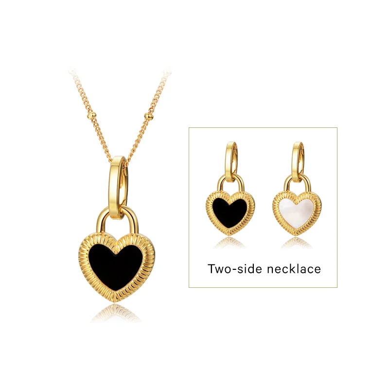 charm necklaces for women -Flip - Heart Necklace (Silver Gold Vermeil)