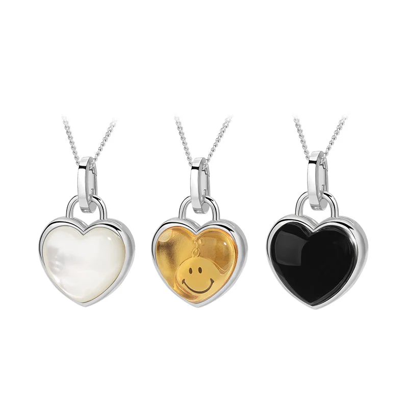 luxury necklaces for women -KKLUExSMILEY® Smiley Silver Heart Necklace