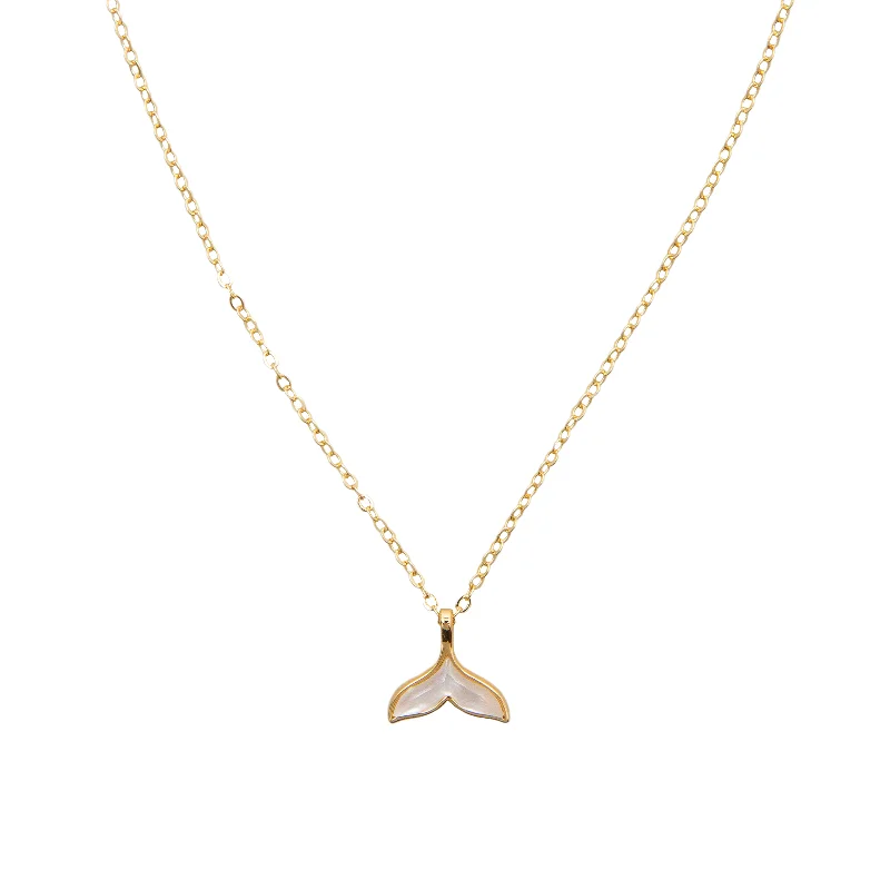 gold plated necklaces for women -Whale's Tail Charm Necklace