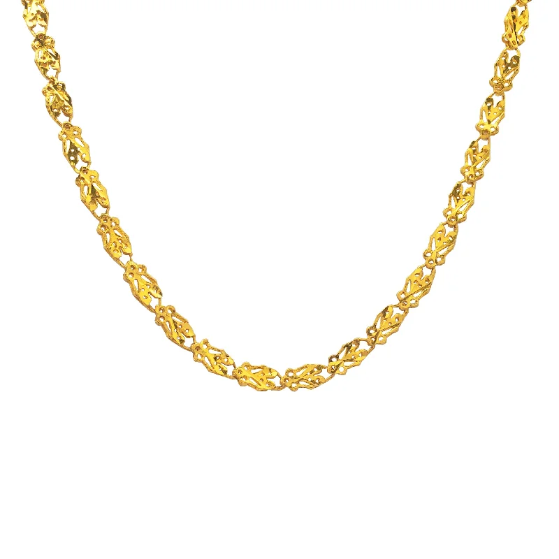 geometric necklaces for women -Fancy Locust Link Chain (24K)