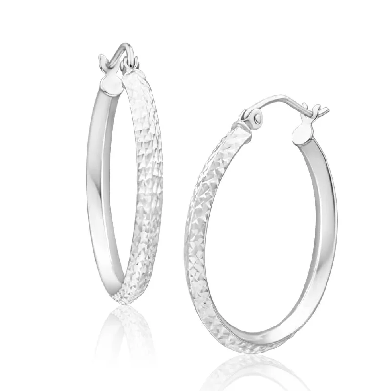 crystal earrings for women -9ct Charming White Gold 20mm Hoop Earrings