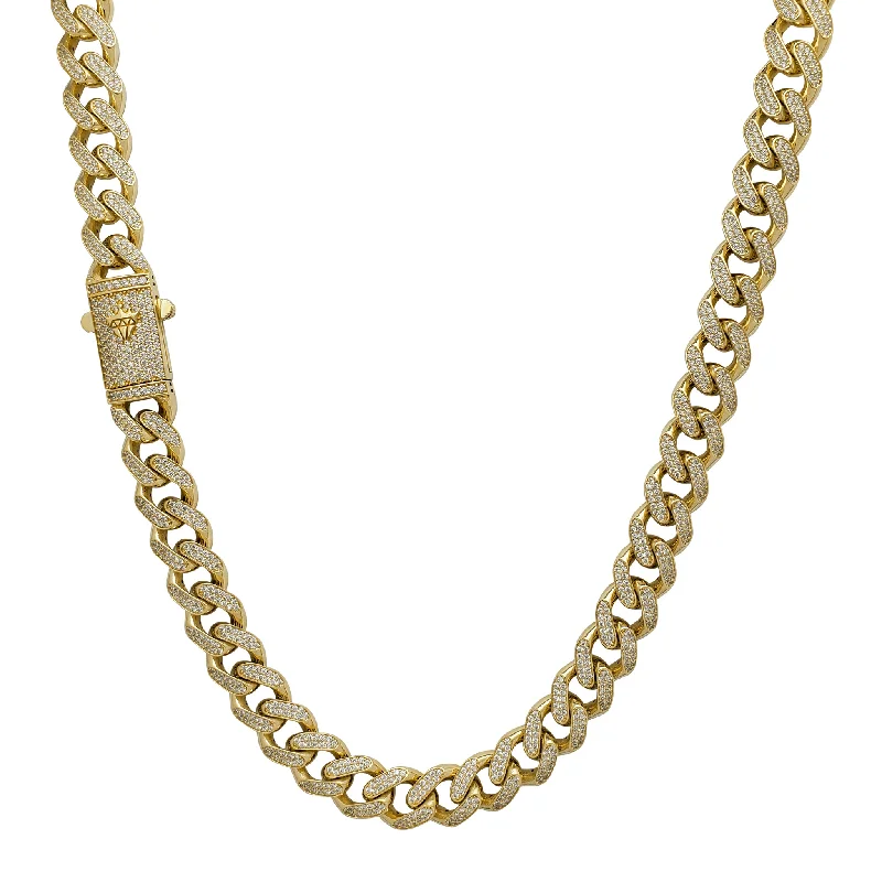 chunky necklaces for women -Iced-Out Monaco Chain (14K)