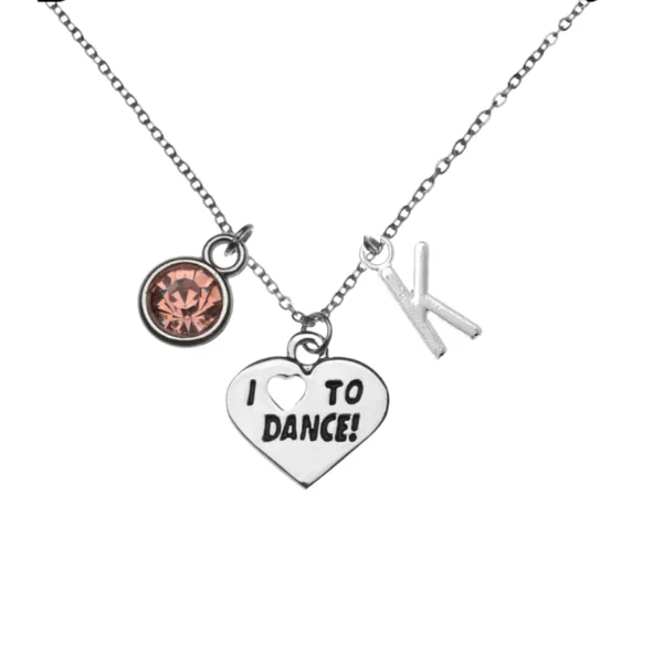 birthstone necklaces for women -Personalized Dance Necklace with Letter & Birthstone Charm