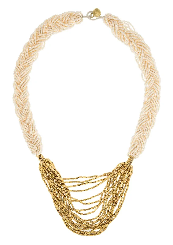 diamond tennis chain necklaces for women -<br>The Braided Hema<br> Cream